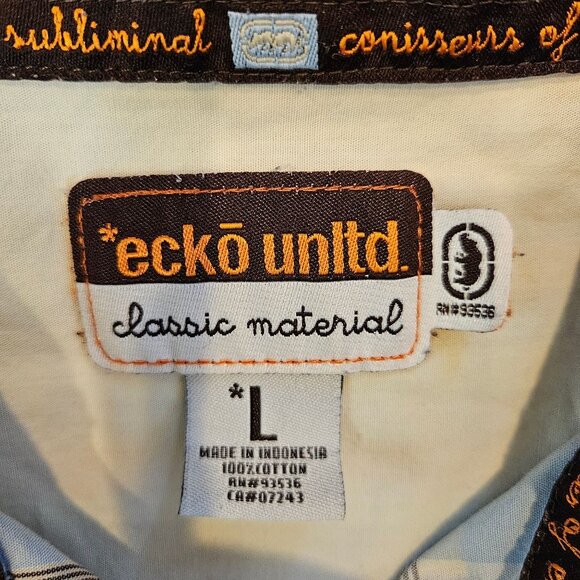 Ecko Unltd Mens Short Sleeve Plaid Button-Up Shirt Size L Cotton Blend Multicolo - Picture 10 of 12